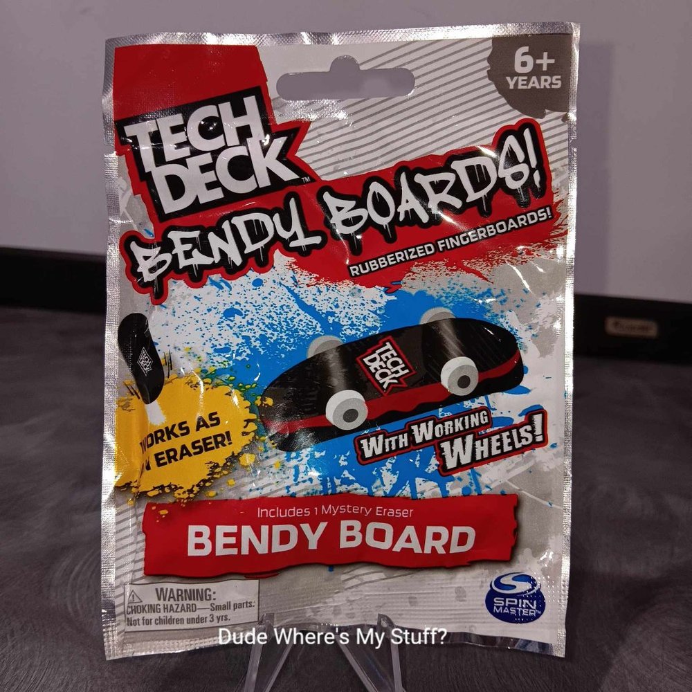 TECH DECK BENDY BOARDS! - BENDY BOARD WITH WORKING WHEELS & 1 MYSTERY ERASER NEW